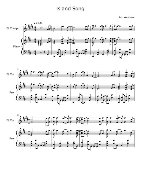 Island Song trumpet and piano Sheet music for Piano, Trumpet in b-flat (Solo) | Musescore.com