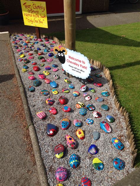 Every child decorates a stone and then adds a weatherproofing varnish. What an amazingly ...