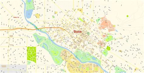 Boise Idaho US PDF Map Vector Exact City Plan detailed Street Map ...