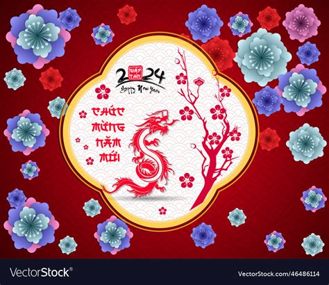 Lunar new year vietnamese chinese Royalty Free Vector Image