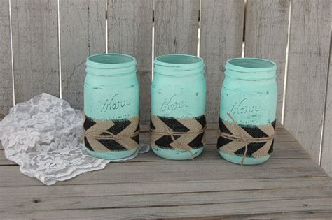 Chevron and burlap mason jars - The Vintage Artistry