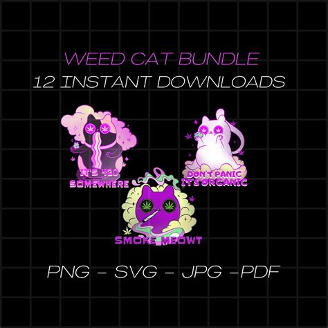 Weed Cat Bundle Weed Smoking Animal 420 Kitten PNG Cannabis - Etsy