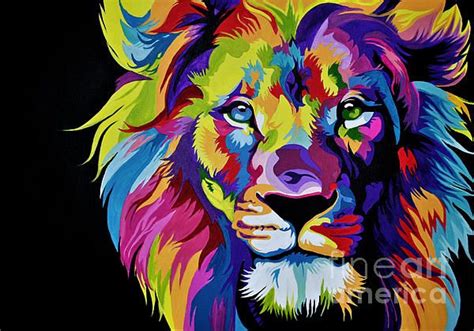 Colorful Lion Painting by Maja Sokolowska | Colorful lion painting ...