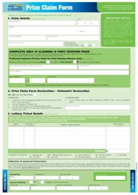 Prize Claim Form - Fill and Sign Printable Template Online