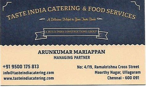 Taste India Catering & Food Services | Chennai