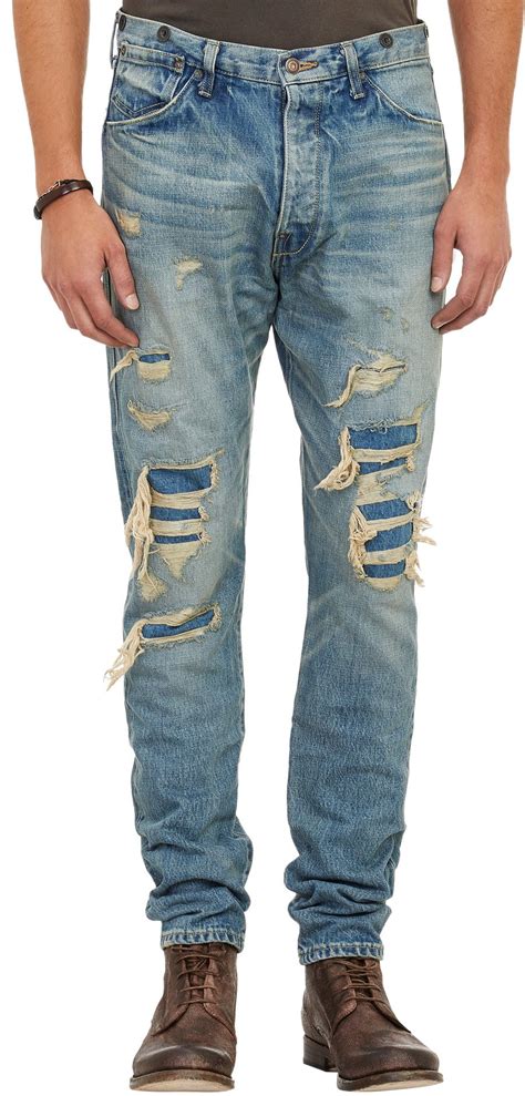 Madeworn Distressed Jeans in Blue for Men | Lyst