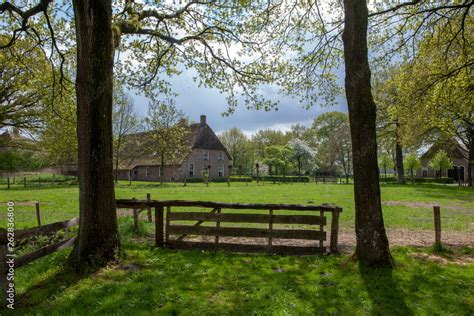 Village of Orvelte Drente Netherlands. Open air museum. Country life. Farm. Gate. Meadow. Spring ...