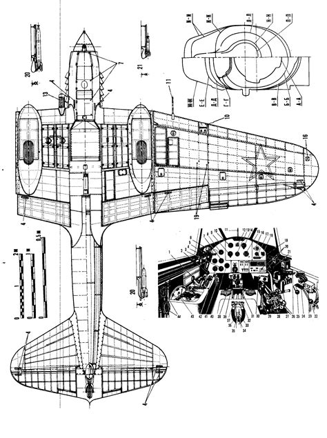 Ilyushin Il-2 Blueprint - Download free blueprint for 3D modeling Line Drawing, Wwii, Airplane ...