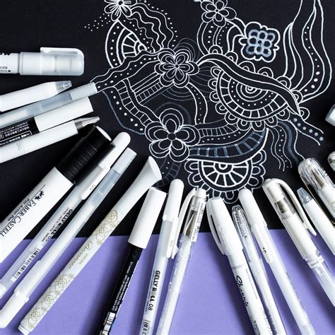 Black Card White Highlight Marker Pens Art Hand-painted Pen Sketch Pens ...