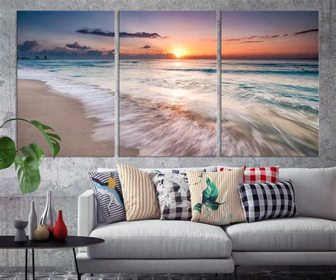 Tropical Beach Canvas Wall Art Large Ocean Sunset Wall Art - Etsy