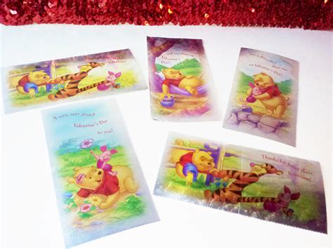 Valentine Cards Disney Winnie the Pooh Piglet Foil Metallic - Etsy