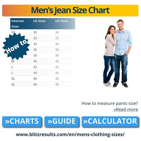 Size Chart Pants Mens