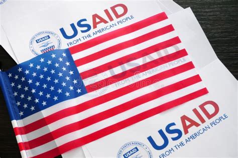 Kiev, Ukraine - 02 12 2023: USAid Logo and US Flag, USAid is USA Agency ...