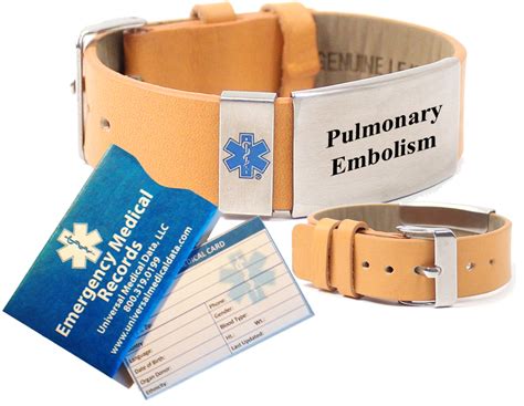 Pre-engraved “PULMONARY EMBOLISM” TAN LEATHER Medical Alert Bracelet ...