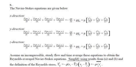 Reynolds Averaged Navier Stokes Equations For Incompressible Flow - Tessshebaylo