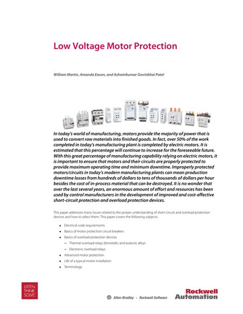 Low voltage Motor Protection