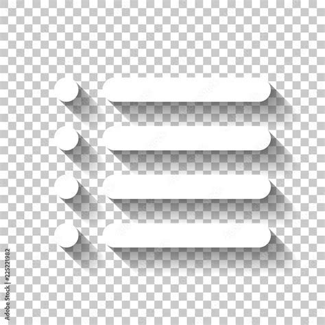 Simple list menu icon. White icon with shadow on transparent bac Stock Vector | Adobe Stock