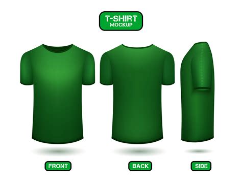 plain green t-shirt design, with front, back and side views, 3d style t ...