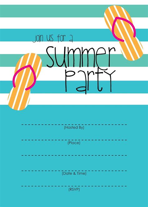 Summer Party Invitation – Free Printable | Summer party invitations, Party invite template, Pool ...