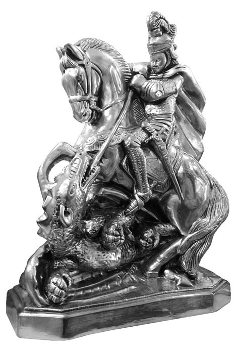 Estatua Imagem São Jorge Escultura Enfeite Cromada 50 Cm - R$ 275,00 em Mercado Livre