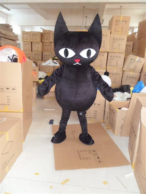 High quality Adult size Cartoon black cat Mascot Costume mascot cosplay ...