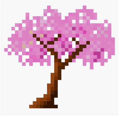 Cherry Blossom Tree - Cherry Blossom Tree Pixel Art, HD Png Download - kindpng