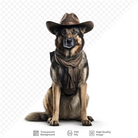 Premium PSD | A dog wearing a cowboy hat sits with a cowboy hat on it.