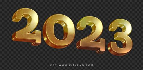 Gold 3D 2023 New Year Text Logo HD PNG | Citypng