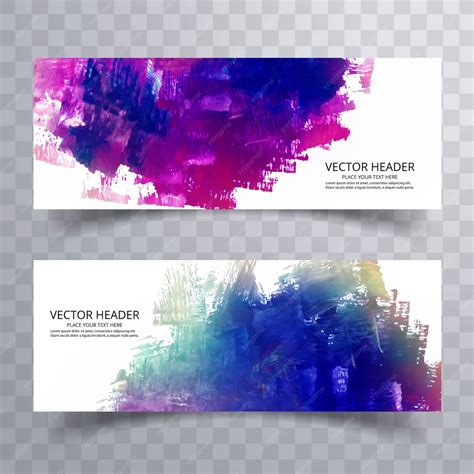 Premium Vector | Abstract paint brush colorful watercolor header set background