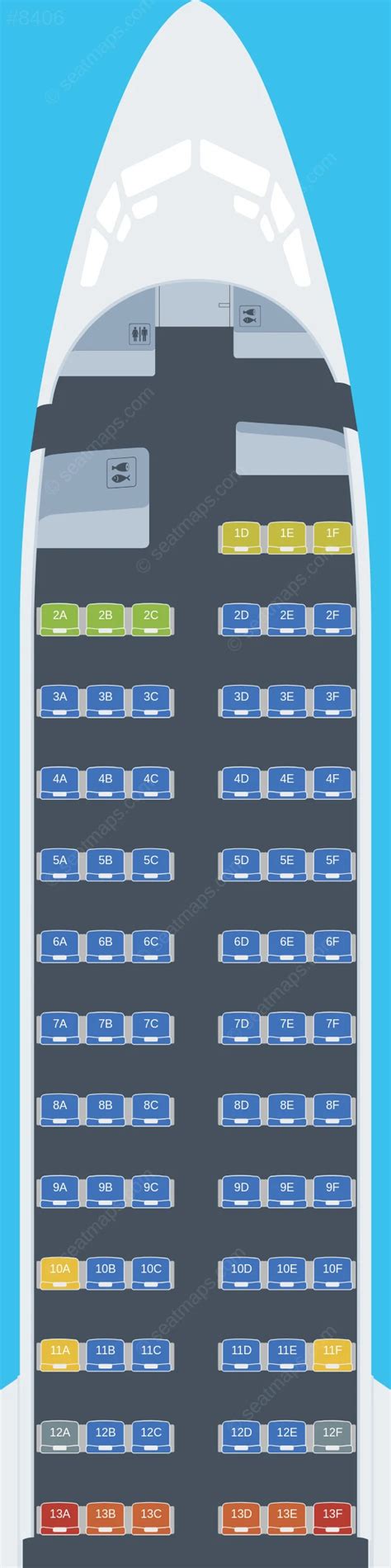 Seat map of Southwest Airlines Boeing 737 MAX 8 aircraft