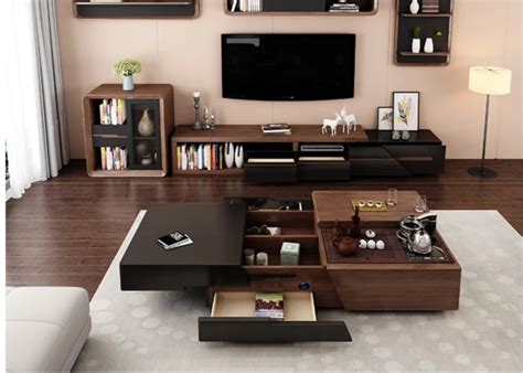 Modern Brown Finish TV Stand & Coffee Table | My Aashis