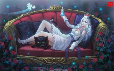 Fantasy Elf on a Sofa: Enchanted Rose Crown - HD Wallpaper