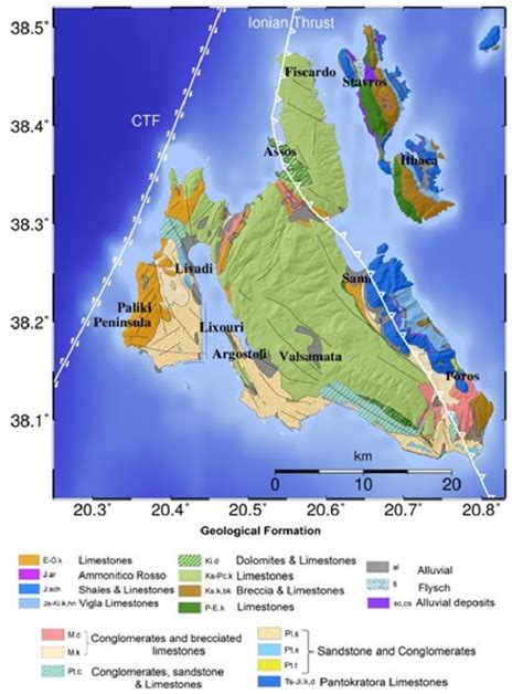 3. Geological map of Cephalonia (Briole et al., 2015) | Download Scientific Diagram