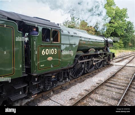 The Flying Scotsman 60103 steam locomotive at Crowcombe Heathfield railway station, Somerset ...