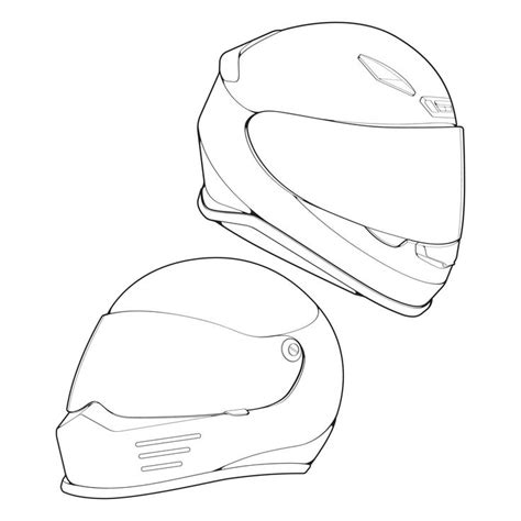 Download Set of Template Helmet Full face, Line Art helmet Vector Illustration, Line art vector ...