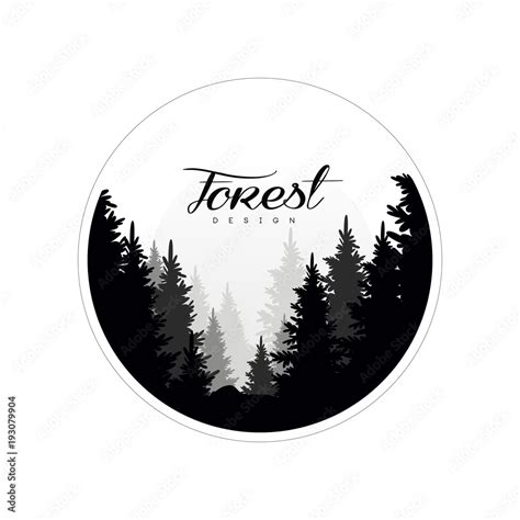 Forest logo design template, beautiful nature landscape with ...