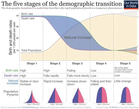 Las 5 fases de la transición demográfica | Demographic transition, World population, Growth