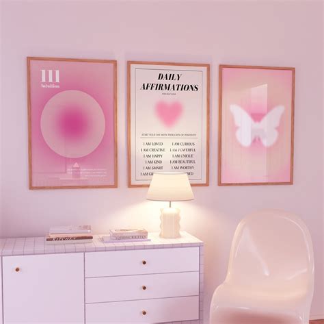 Pink Aura Poster Set Set of 3 Affirmation Poster Trust - Etsy UK