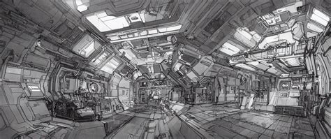 concept art for the interior of a space station by kim | Stable Diffusion