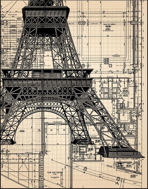 Eiffel Tower Blueprint eiffel Tower Prints eiffel Tower Art - Etsy ...