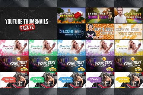 YouTube Thumbnails Pack V2 | Youtube thumbnail, Youtube design, Thumbnail design