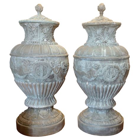 Pair Of French Bronze Urns For Sale at 1stDibs