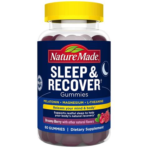 Nature Made Sleep and Recover with Melatonin 3mg, L-theanine 200mg, Magnesium 100mg, 60 Count ...