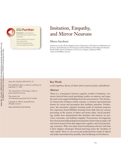 (PDF) Imitation, Empathy, and Mirror Neurons