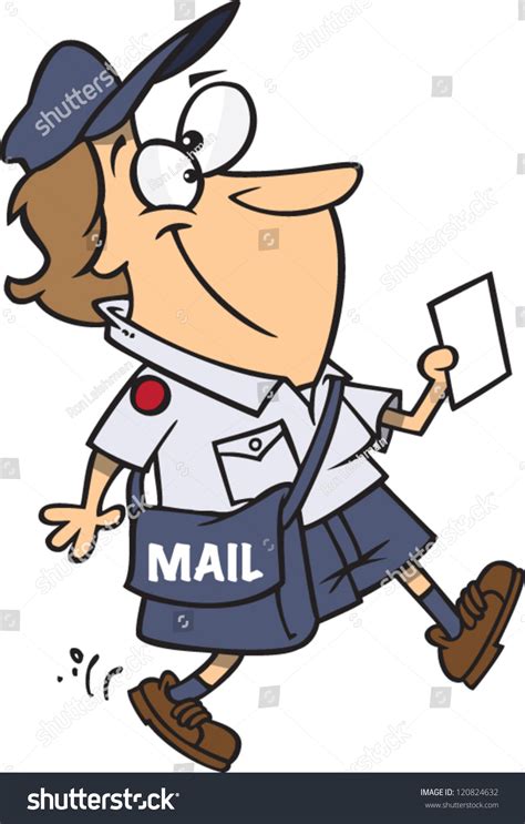 Cartoon Postal Worker Woman Delivering Mail Stock Vector Illustration ...