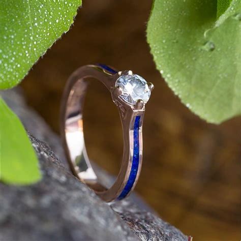 Lapis Engagement Ring In Rose Gold, Moissanite Solitaire-2639 in 2021 ...