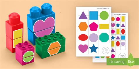 2D Shapes Matching Connecting Bricks Game (teacher made)