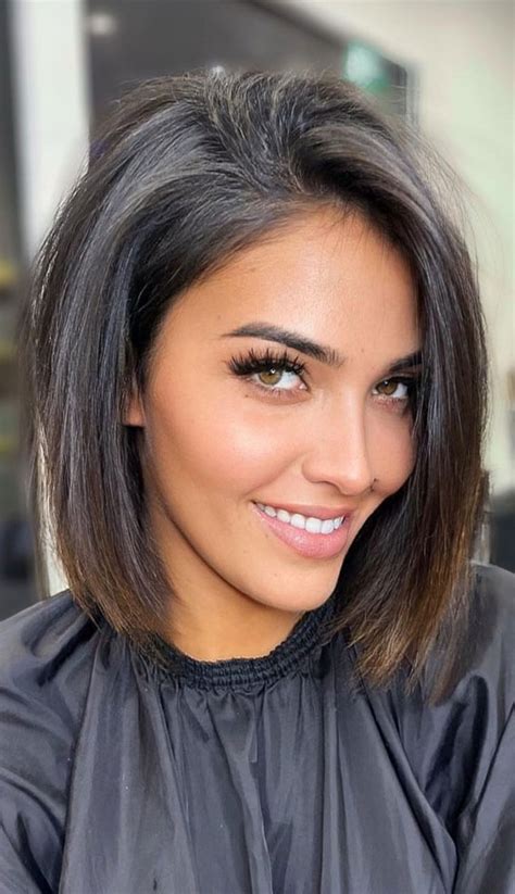 50 Short Hairstyles That Looks so Sassy : Lob Haircut Dark Hair