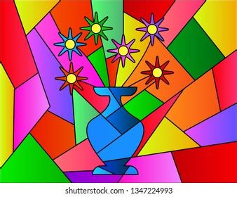 Flowers Pot Picasso Vector Cubism Illustration Stock Vector (Royalty ...