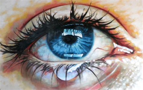 Close up teary eye Painting by Thomas Saliot | Saatchi Art